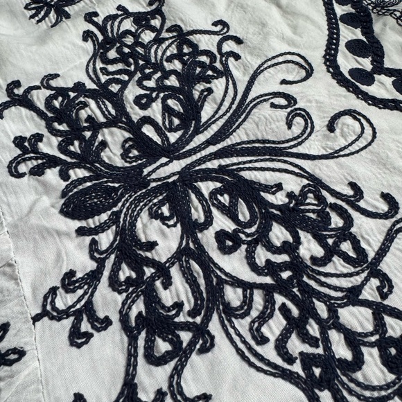 Anthropologie Kindred Boho Peasant Top Bohemian Embroidered Shirt Blouse Large L - Picture 4 of 5